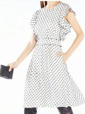 NWT BCBG Silk Blend Cocktail Dress with Ruffle Sleeves Size 10